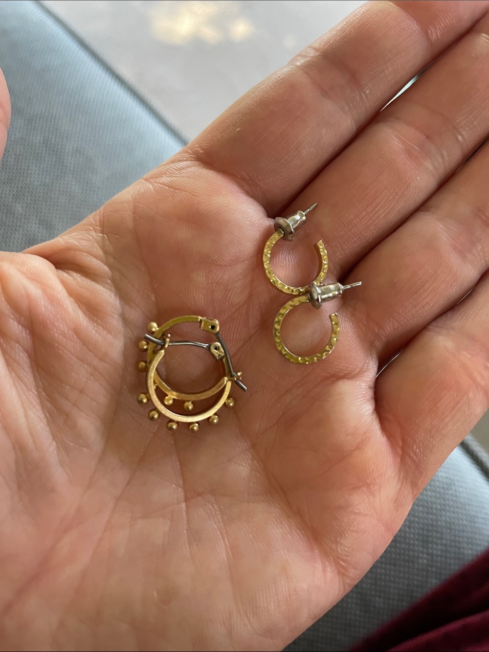 Gold-Tone Hoop Earrings Set - Textured and Beaded Styles